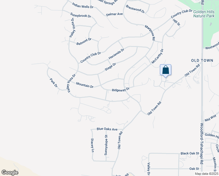 map of restaurants, bars, coffee shops, grocery stores, and more near 21300 Ridgeway Drive in Tehachapi