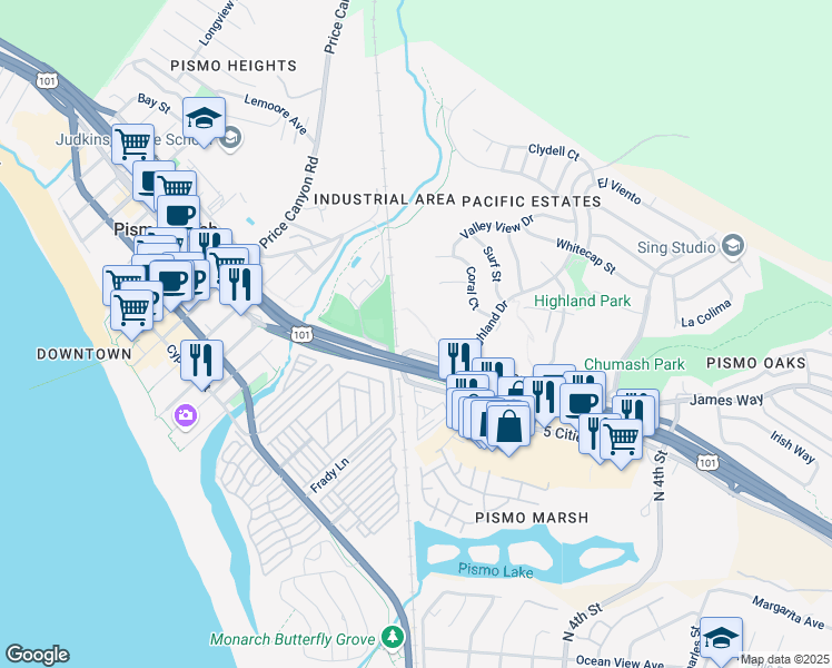 2 James Way Pismo Beach Ca Walk Score Map Of Restaurants Bars Coffee S Grocery Ore Near 2