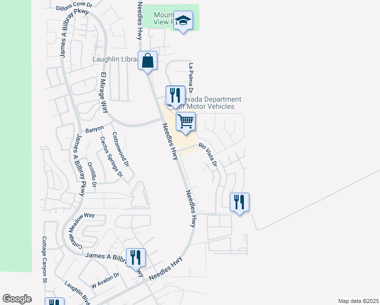 map of restaurants, bars, coffee shops, grocery stores, and more near 3300 Needles Highway in Laughlin