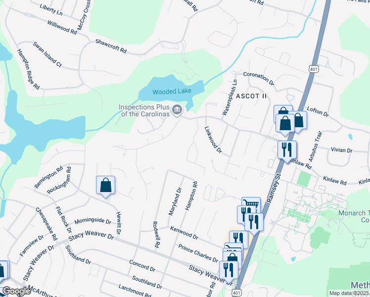 map of restaurants, bars, coffee shops, grocery stores, and more near 340 Bubble Creek Court in Fayetteville