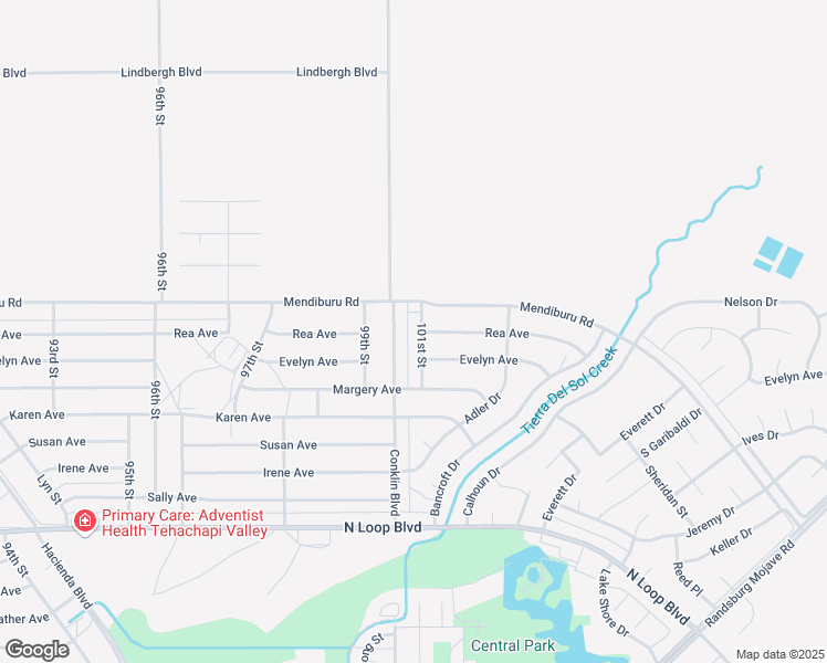 map of restaurants, bars, coffee shops, grocery stores, and more near 21991 101st Street in California City