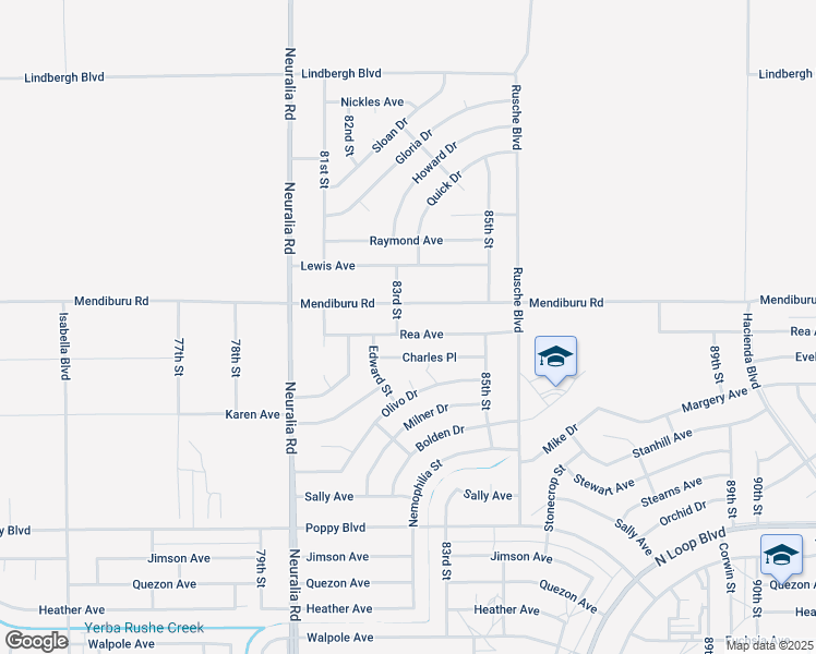 map of restaurants, bars, coffee shops, grocery stores, and more near 8249 Rea Avenue in California City