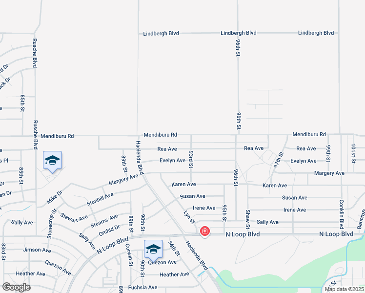 map of restaurants, bars, coffee shops, grocery stores, and more near 9143 Evelyn Avenue in California City
