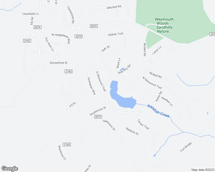 map of restaurants, bars, coffee shops, grocery stores, and more near 207 Rob Roy Road in Southern Pines