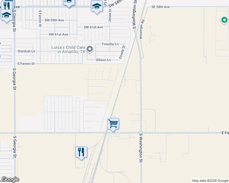 map of restaurants, bars, coffee shops, grocery stores, and more near 6440 Farm to Market Road 1541 in Amarillo