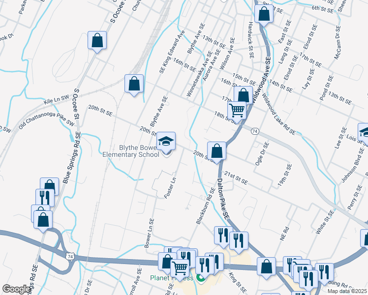 map of restaurants, bars, coffee shops, grocery stores, and more near 700 20th Street Southeast in Cleveland