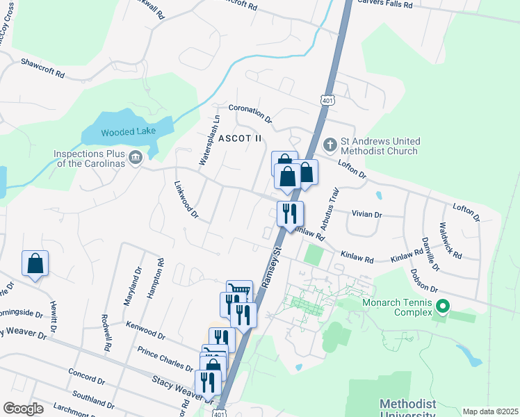 map of restaurants, bars, coffee shops, grocery stores, and more near 5536 Deep Hollow Court in Fayetteville