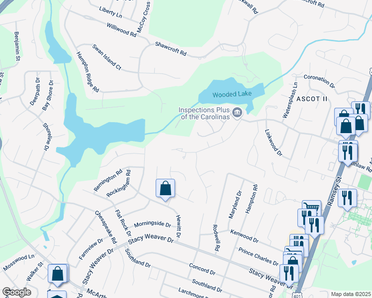 map of restaurants, bars, coffee shops, grocery stores, and more near 510 Lionshead Road in Fayetteville