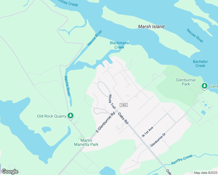 map of restaurants, bars, coffee shops, grocery stores, and more near 3630 Windy Trail in New Bern