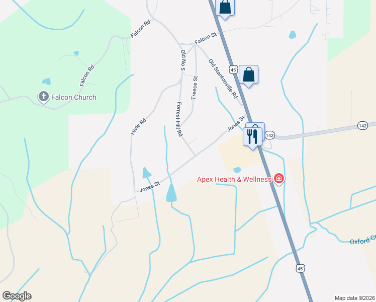 map of restaurants, bars, coffee shops, grocery stores, and more near 218 Forrest Hill Road in Selmer