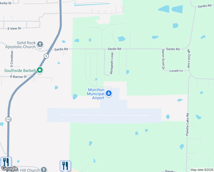 map of restaurants, bars, coffee shops, grocery stores, and more near 54 Abiagayle Loop in Morrilton
