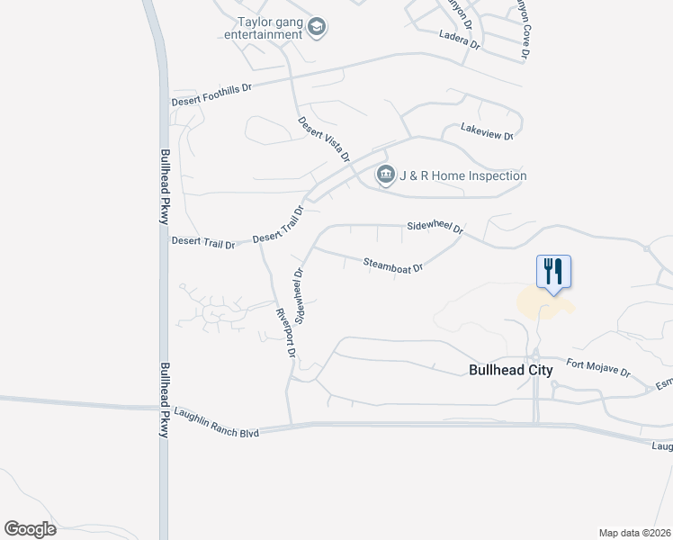 map of restaurants, bars, coffee shops, grocery stores, and more near 2791 Sidewheel Drive in Bullhead City