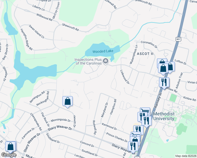 map of restaurants, bars, coffee shops, grocery stores, and more near 338 Lionshead Road in Fayetteville