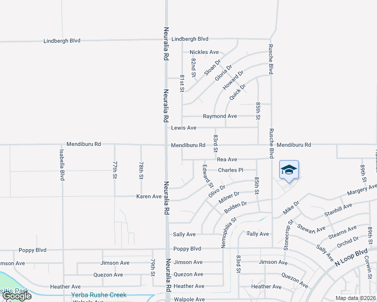 map of restaurants, bars, coffee shops, grocery stores, and more near 8112 Mendiburu Road in California City