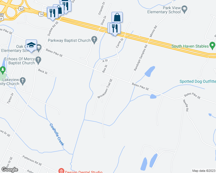 map of restaurants, bars, coffee shops, grocery stores, and more near 410 Brooklawn Trail in Cleveland