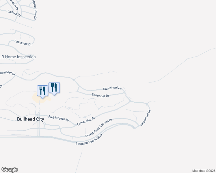 map of restaurants, bars, coffee shops, grocery stores, and more near 3237 Sidewheel Drive in Bullhead City