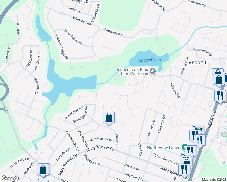 map of restaurants, bars, coffee shops, grocery stores, and more near 532 Lionshead Road in Fayetteville