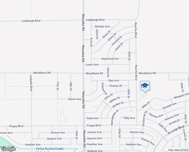 map of restaurants, bars, coffee shops, grocery stores, and more near 8112 Mendiburu Road in California City