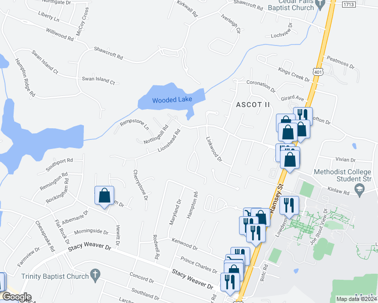 map of restaurants, bars, coffee shops, grocery stores, and more near 330 Bubble Creek Court in Fayetteville