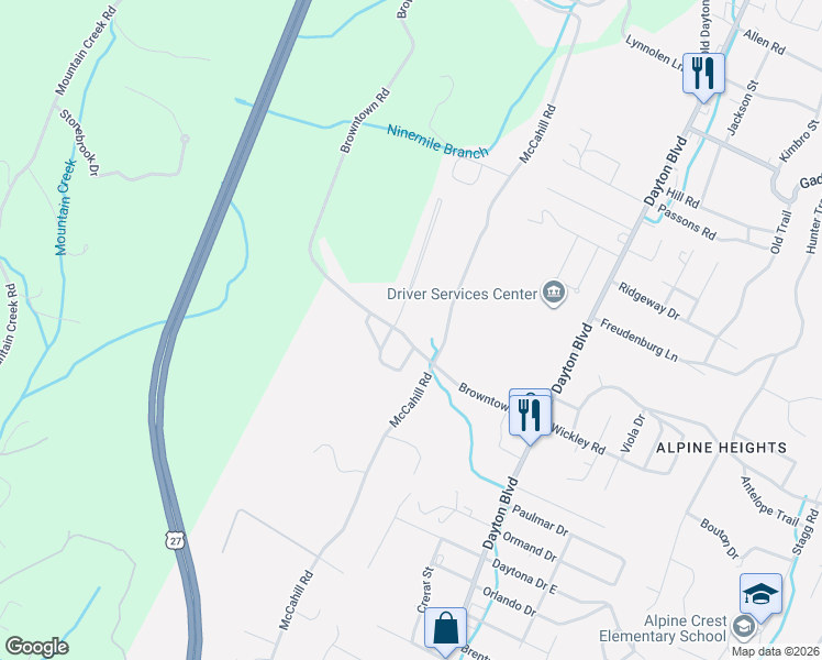 map of restaurants, bars, coffee shops, grocery stores, and more near 4837 McCahill Road in Chattanooga