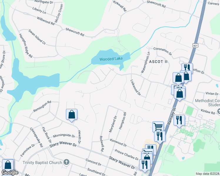 map of restaurants, bars, coffee shops, grocery stores, and more near 333 Lionshead Road in Fayetteville