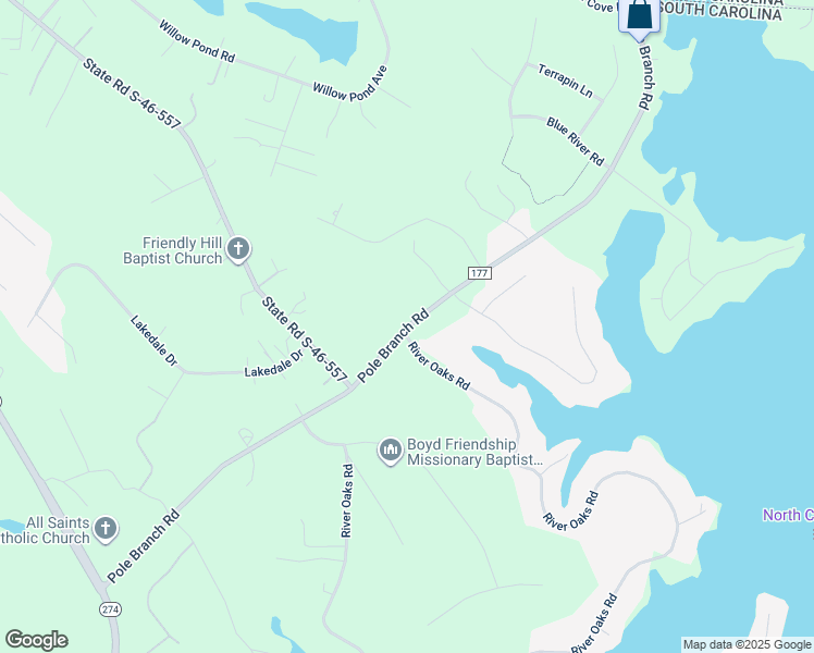 map of restaurants, bars, coffee shops, grocery stores, and more near Pole Branch Road in York County