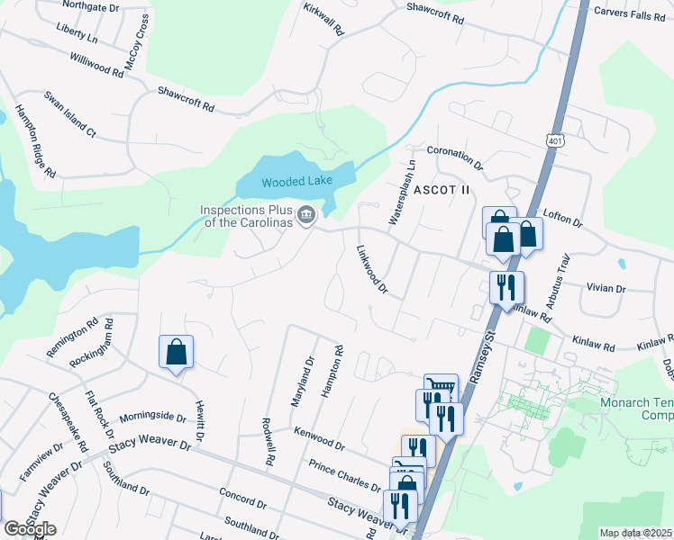 map of restaurants, bars, coffee shops, grocery stores, and more near 412 Bubble Creek Court in Fayetteville