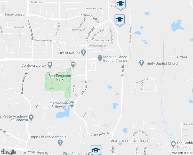map of restaurants, bars, coffee shops, grocery stores, and more near 552 Pantherburn Circle South in Memphis