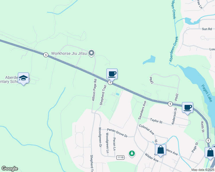 map of restaurants, bars, coffee shops, grocery stores, and more near Highway 5 in Aberdeen