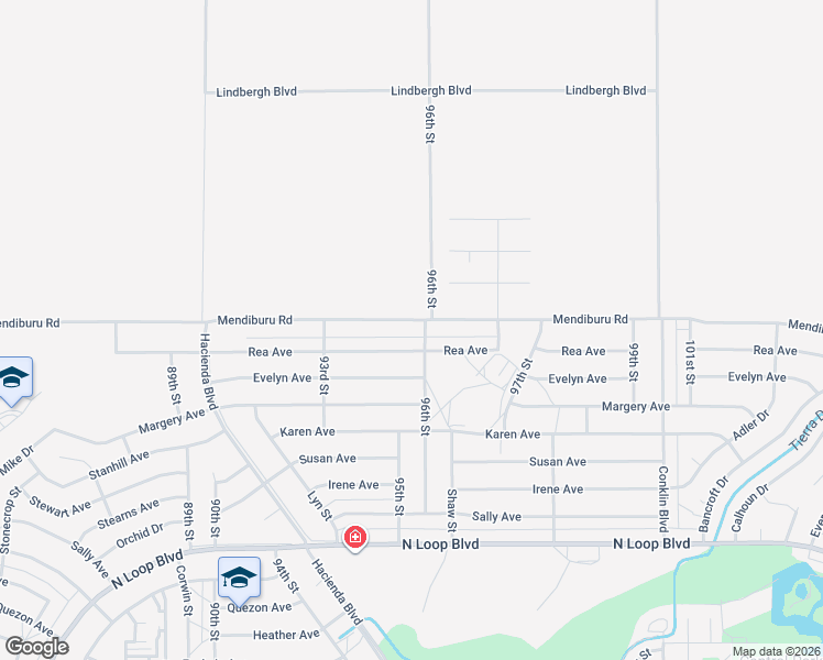 map of restaurants, bars, coffee shops, grocery stores, and more near 9508 Mendiburu Road in California City