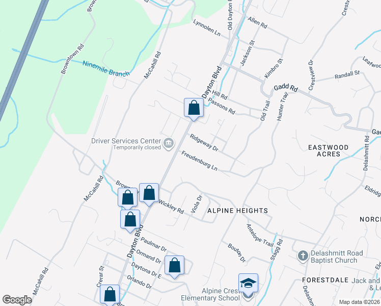 map of restaurants, bars, coffee shops, grocery stores, and more near 75 Freudenburg Lane in Chattanooga