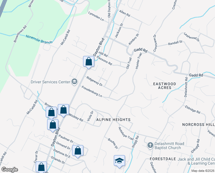 map of restaurants, bars, coffee shops, grocery stores, and more near 5002 Charles Avenue in Chattanooga