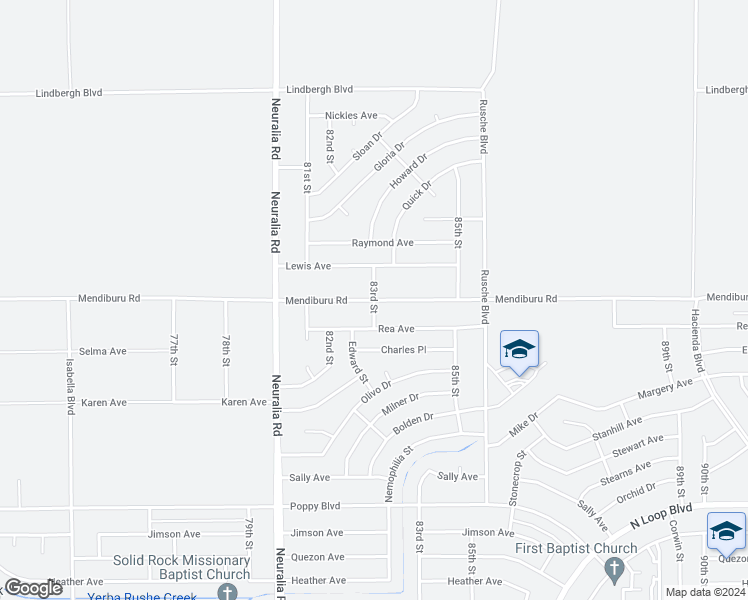 map of restaurants, bars, coffee shops, grocery stores, and more near Mendiburu Road in California City