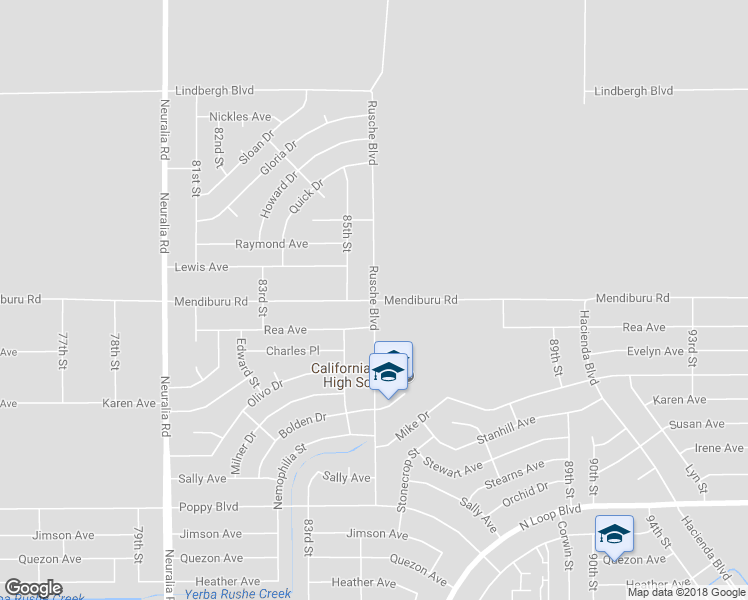 map of restaurants, bars, coffee shops, grocery stores, and more near Rusche Boulevard in California City