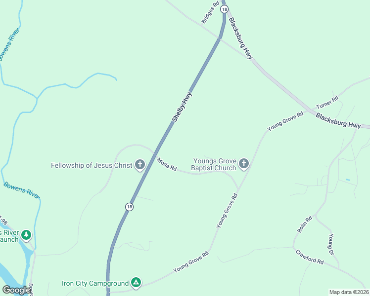 map of restaurants, bars, coffee shops, grocery stores, and more near 174 Moda Road in Blacksburg