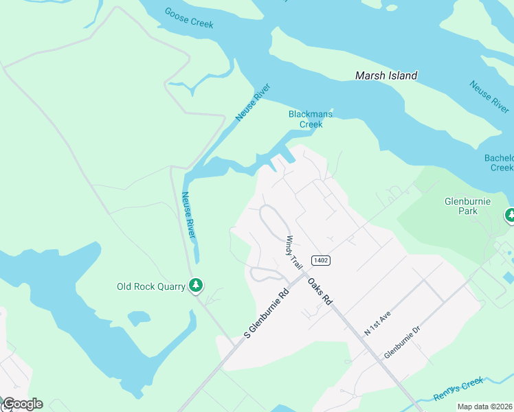 map of restaurants, bars, coffee shops, grocery stores, and more near 300 Sunrise Way in New Bern