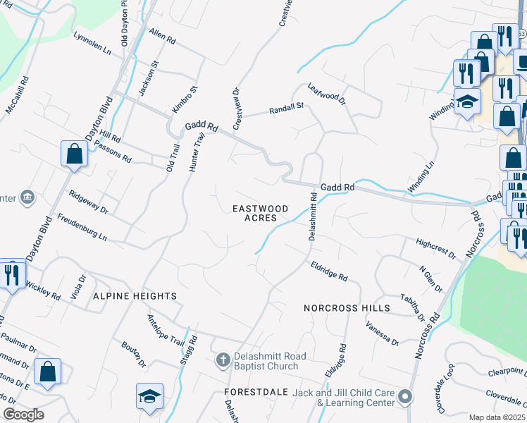 map of restaurants, bars, coffee shops, grocery stores, and more near 599 River Bend Lane in Red Bank