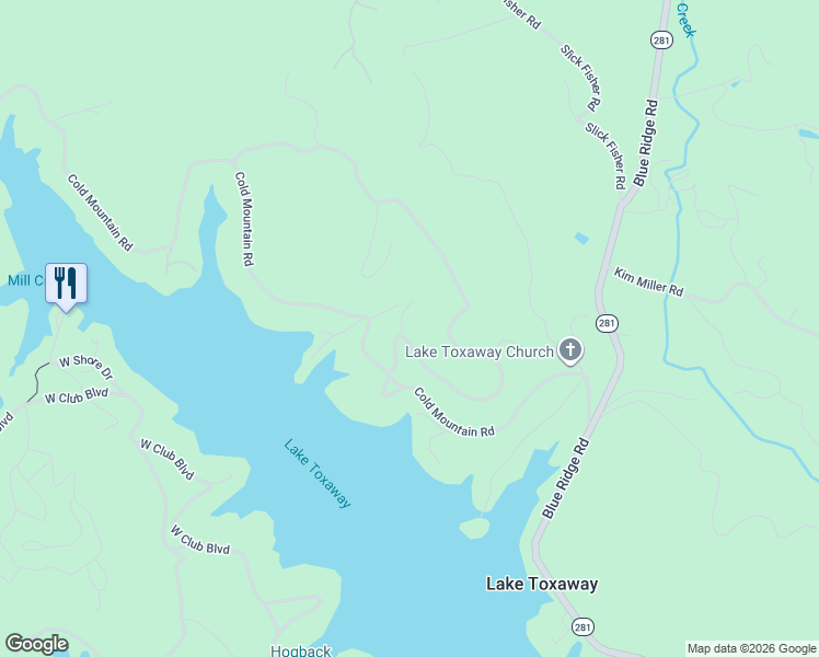map of restaurants, bars, coffee shops, grocery stores, and more near 21 Hawk Mountain Road in Lake Toxaway