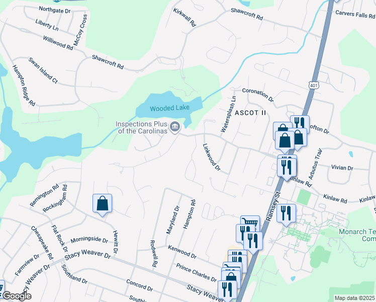 map of restaurants, bars, coffee shops, grocery stores, and more near 322 Bubble Creek Court in Fayetteville