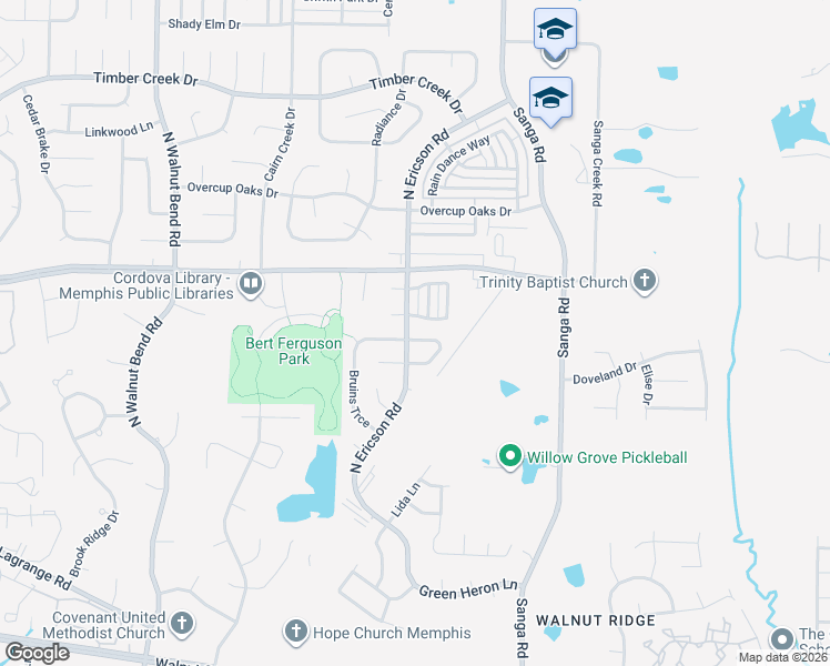 map of restaurants, bars, coffee shops, grocery stores, and more near 8642 Pantherburn Circle North in Memphis