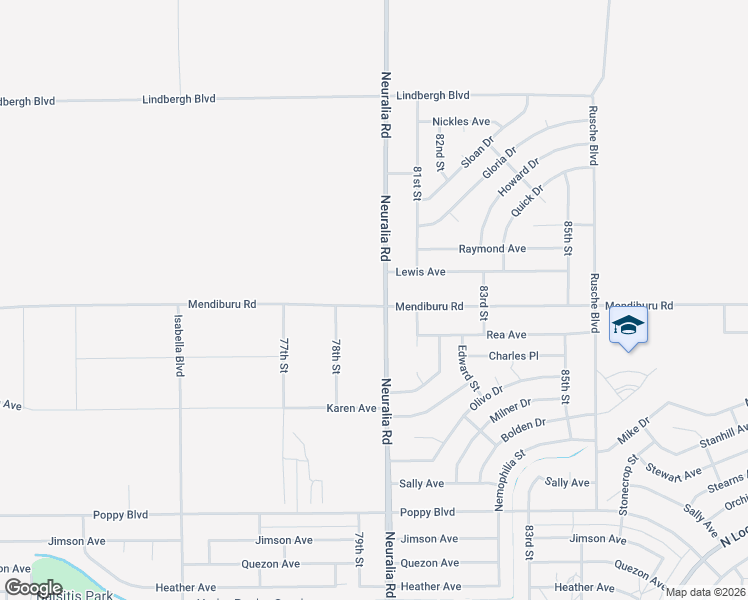 map of restaurants, bars, coffee shops, grocery stores, and more near Neuralia Road in California City