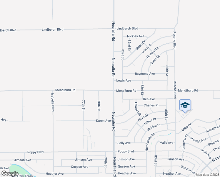 map of restaurants, bars, coffee shops, grocery stores, and more near 7875 Mendiburu Road in California City