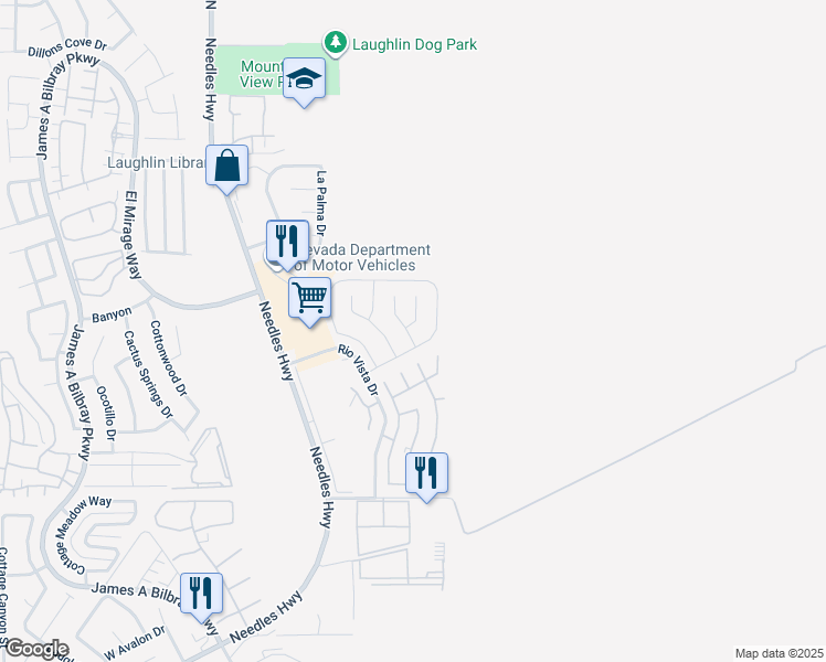 map of restaurants, bars, coffee shops, grocery stores, and more near 3098 South Leandro Court in Laughlin