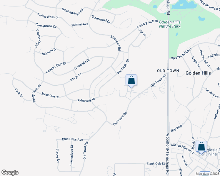 map of restaurants, bars, coffee shops, grocery stores, and more near 20909 Ridgeway Drive in Tehachapi