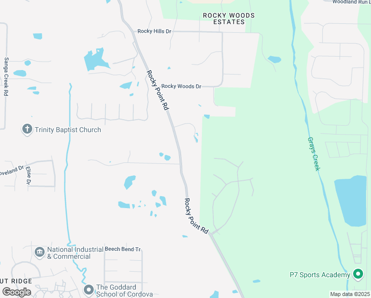 map of restaurants, bars, coffee shops, grocery stores, and more near 560 Rocky Point Road in Memphis