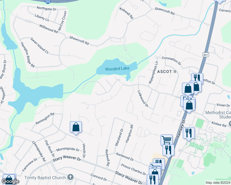 map of restaurants, bars, coffee shops, grocery stores, and more near 326 Lionshead Road in Fayetteville