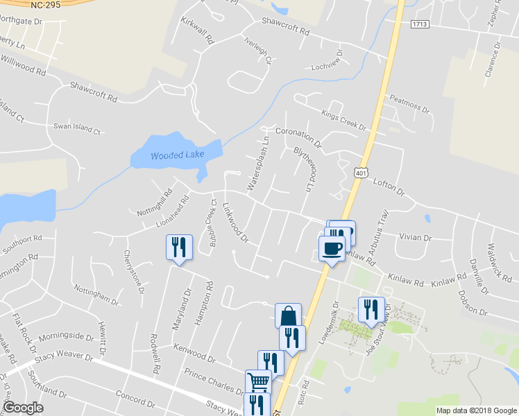 map of restaurants, bars, coffee shops, grocery stores, and more near 5598 Ashgrove Drive in Fayetteville