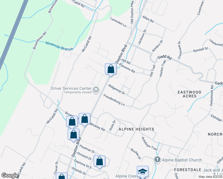 map of restaurants, bars, coffee shops, grocery stores, and more near 75 Freudenburg Lane in Chattanooga