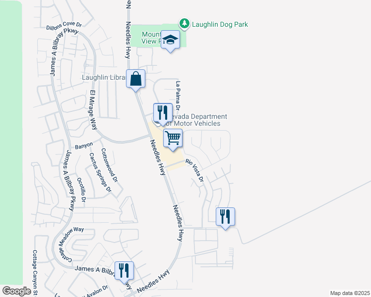 map of restaurants, bars, coffee shops, grocery stores, and more near 1791 Esteban Avenue in Laughlin