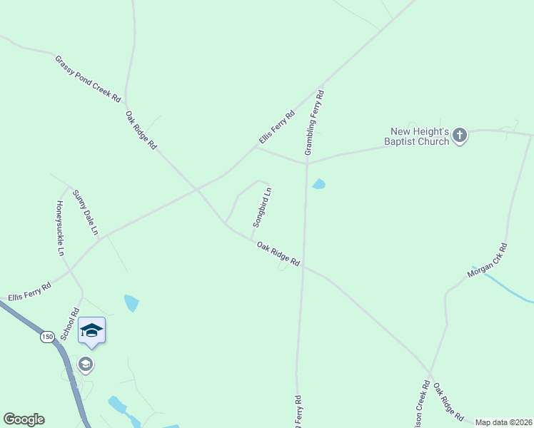 map of restaurants, bars, coffee shops, grocery stores, and more near 114 Songbird Lane in Gaffney